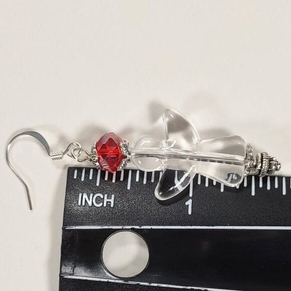 Handmade Clear Acrylic Angel With Glass Bead Pierced Ear Fishhook Post Earrings - Picture 5 of 6